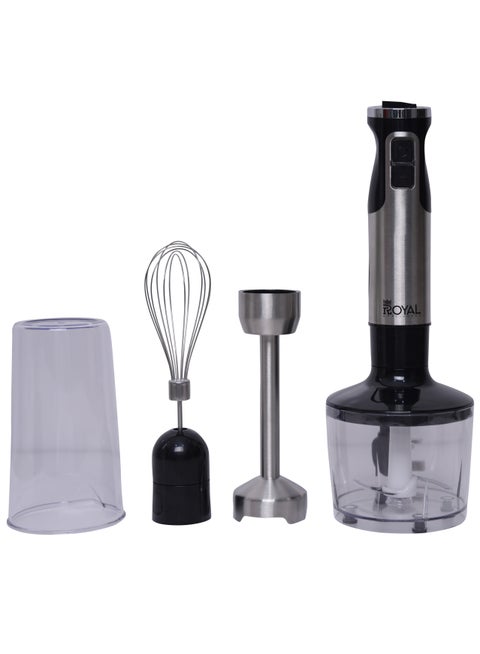 4 In 1 Hand Blender Set Stainless Steel Blades 800 Watts, Multifunction, 2 Speed Option with 8 Variable Speeds, 750 ml measuring cup, 860 ml Chopper, RA-HB1275 Black