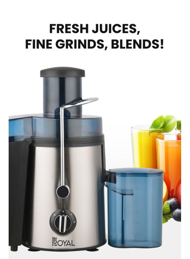 Juice Extractor with 2 Speeds - Large Container Whole Fruit Juice Extractor S.S Housing & Mesh Strainer Overheat Protection 1.8 L 500 W RA-SJ1111 Black/Silver
