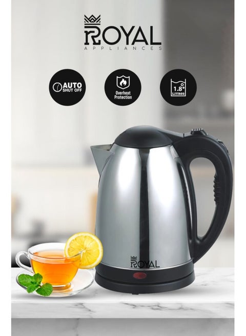 Electric Kettle Stainless Steel, Dual Sensor & Over Heat Protection, 1.8 L 1500 W RA-EK1867 Silver