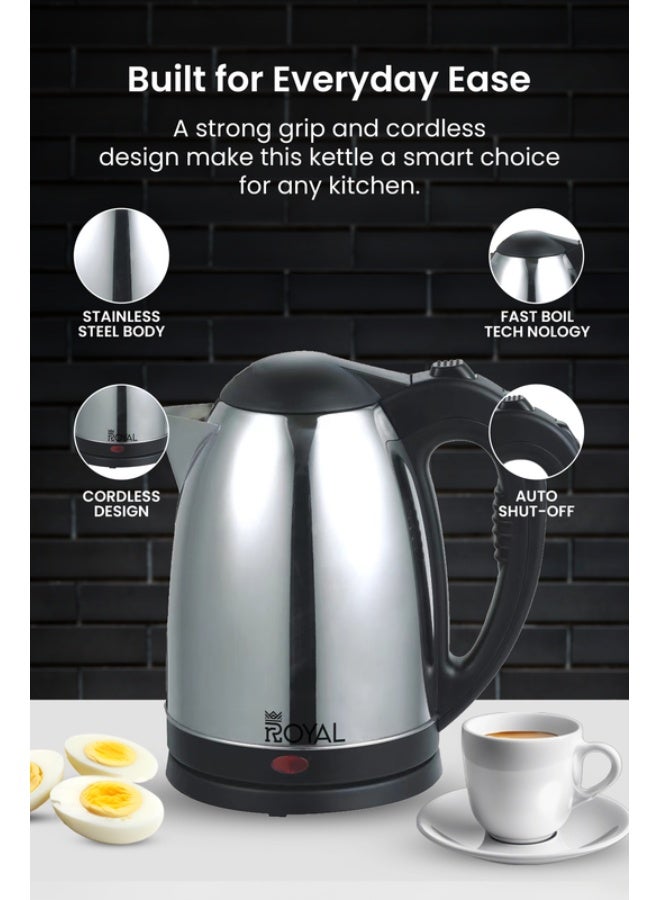 Royal Electric Kettle Stainless Steel, Dual Sensor & Over Heat Protection, 1.8 L 1500 W RA-EK1867 Silver - Image 3