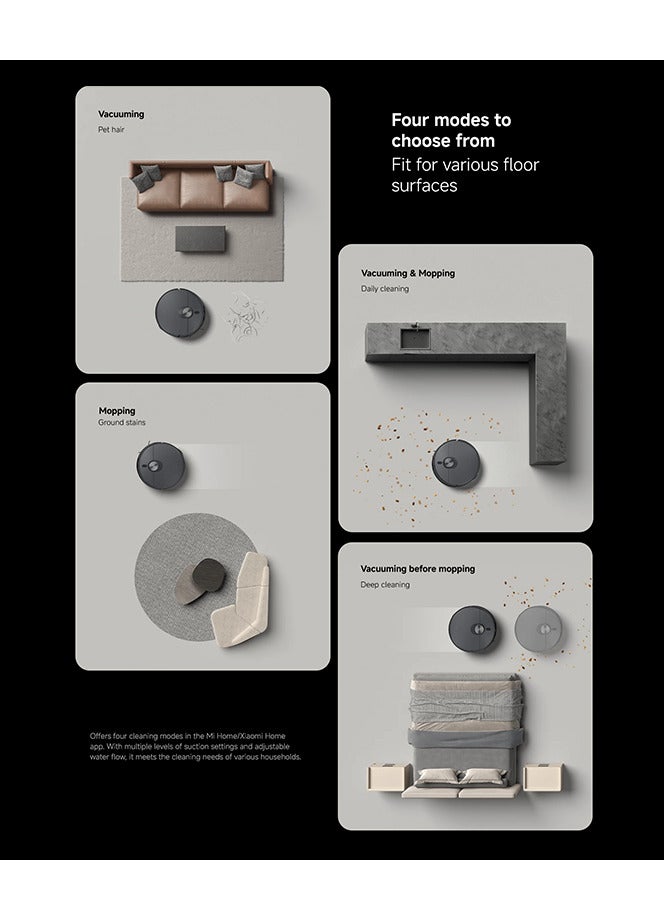 شاومي Mi Robot Vacuum X20 Max Mop and Sweep 8000Pa Powerful Suction LDS, 55 W BHR9217GB Black - Image 5