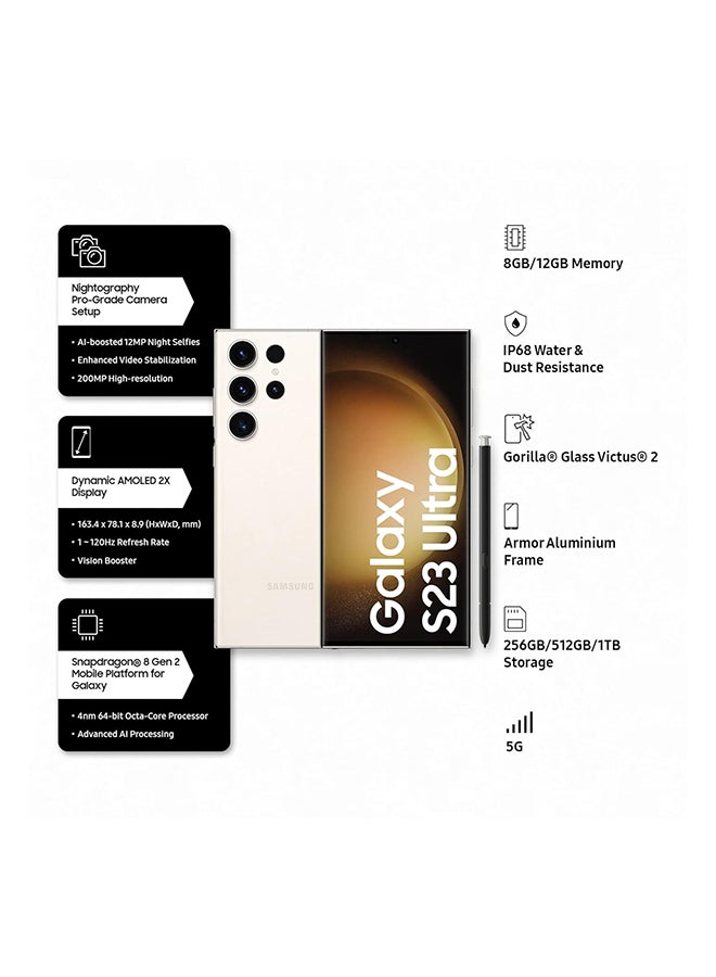 سامسونج Renewed - Galaxy S23 Ultra White Single Sim 12GB 512GB 5G LTE  - Image 5