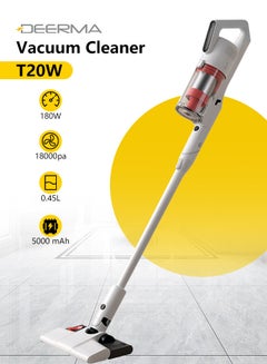 Deerma Cordless Vacuum Cleaner, Rechargable, Long battery Life, 35 Minutes Operation, 18kPa Strong Suction Power, 9-Cone Cyclonic Efficient Filtration, Lightweight and Easy to Use 180 W T20W WHITE  - Image 1