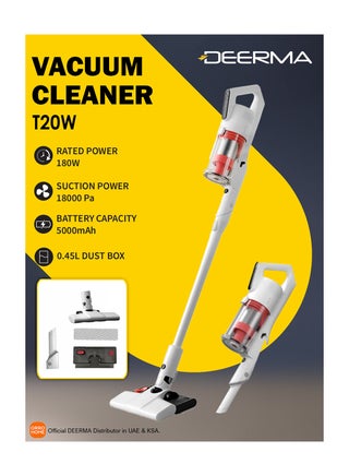 Cordless Vacuum Cleaner, Rechargable, Long battery Life, 35 Minutes Operation, 18kPa Strong Suction Power, 9-Cone Cyclonic Efficient Filtration, Lightweight and Easy to Use 180 W T20W WHITE - pnsku/N70135963V/45/_/1748931474/912fef6d-20ba-4b31-8b4c-67b2a4312fdb