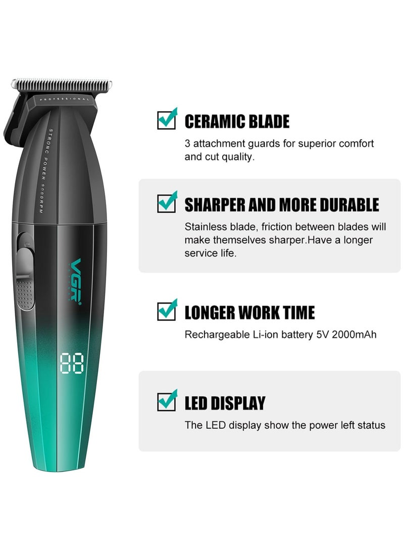 VGR 906 Professional Hair Trimmer 9000 RPM Gapless Beard Shaver for Men Cordless Rechargeable USB - Image 2