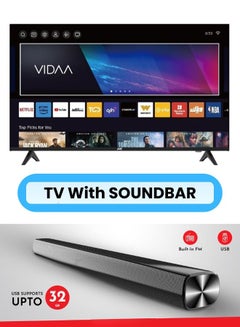 JVC 50-Inch Edgeless 4K UHD Smart TV with VIDAA OS, 60Hz, Bluetooth Remote Paired with 2.0 Channel 30W Soundbar, Bluetooth, USB, FM Radio LT-50N7105+SOUNDBAR Black  - Image 2