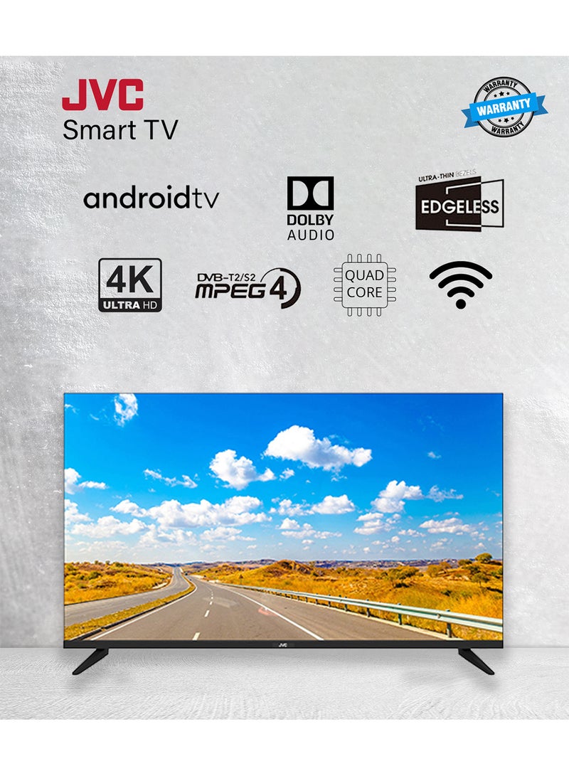 JVC - 70-Inch 4K UHD LED Smart TV with HDR10, Android 13, 60Hz Refresh Rate, and 30W 2.0 Channel Soundbar with Bluetooth, HDMI ARC, USB, Optical Inputs LT-70N7105+SOUNDBAR Black - Image 1