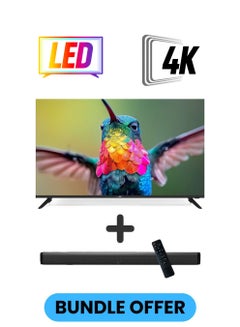 70-Inch 4K UHD LED Smart TV with HDR10, Android 13, 60Hz Refresh Rate, and 30W 2.0 Channel Soundbar with Bluetooth, HDMI ARC, USB, Optical Inputs LT-70N7105+SOUNDBAR Black