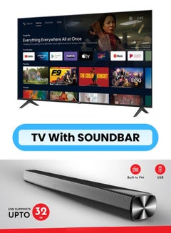 JVC 75-Inch 4K QLED Android Smart TV with Dolby Vision, Chromecast, 60Hz Refresh Rate, and 'OK GOOGLE' Voice Remote, and 30W 2.0 Channel Soundbar with Bluetooth, HDMI ARC, USB, Optical Inputs LT-75NQ7115+SOUNDBAR Black  - Image 2