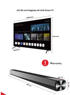 JVC 85 Inch QLED 4K UHD WebOS Smart TV with Magic Remote, 60Hz, Bluetooth Paired with 2.0 Channel 30W Soundbar, Bluetooth, USB, FM Radio LT-85NQ7155+SOUNDBAR Black  - Image 3