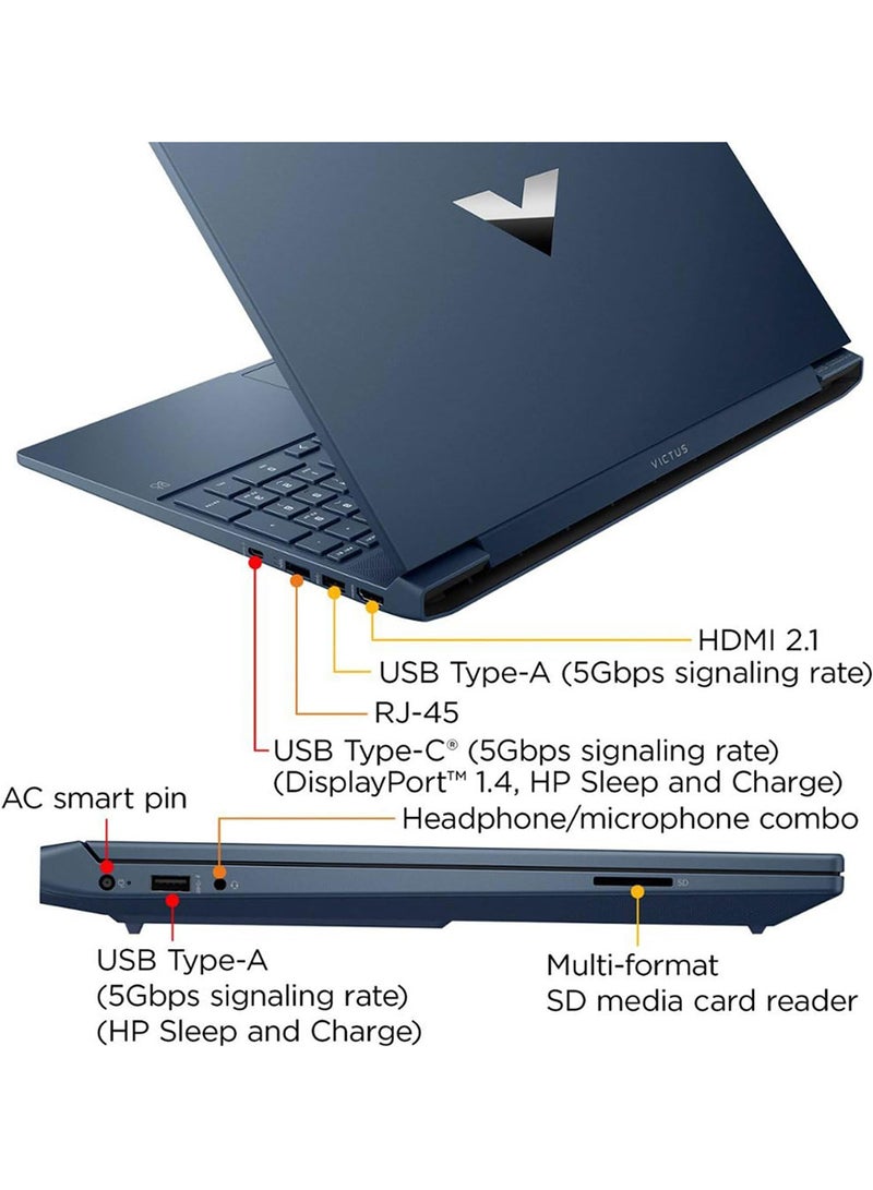 HP - Victus Gaming (Upgraded Version) Laptop With 15.6-Inch FHD Display, Core i5-12450H Processor/16GB RAM/512GB SSD/4GB NVIDIA GeForce RTX 3050 Graphics Card/Windows 11 Home English Performance Blue - Image 1