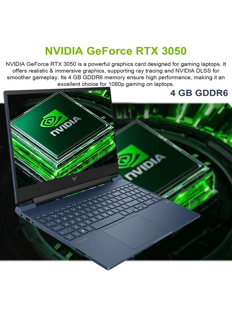 HP - Victus Gaming (Upgraded Version) Laptop With 15.6-Inch FHD Display, Core i5-12450H Processor/16GB RAM/512GB SSD/4GB NVIDIA GeForce RTX 3050 Graphics Card/Windows 11 Home English Performance Blue - Image 1
