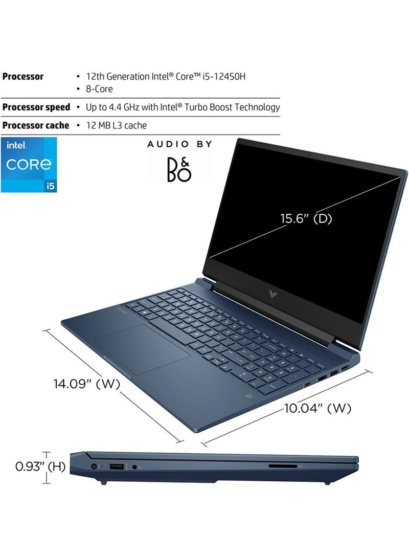 HP - Victus Gaming (Upgraded Version) Laptop With 15.6-Inch FHD Display, Core i5-12450H Processor/16GB RAM/512GB SSD/4GB NVIDIA GeForce RTX 3050 Graphics Card/Windows 11 Home English Performance Blue - Image 1