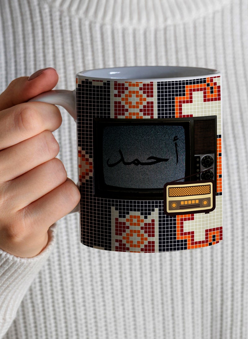 LOWHA - Customizable Ceramic 11 oz Mug with Personalized Name and TV Design White - Image 1