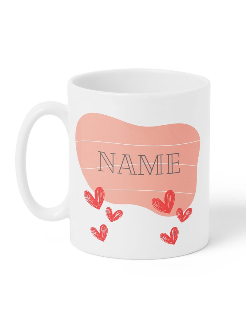 LOWHA - Customizable Ceramic 11 oz Mug with Personalized Name and Hearts Design White - Image 1