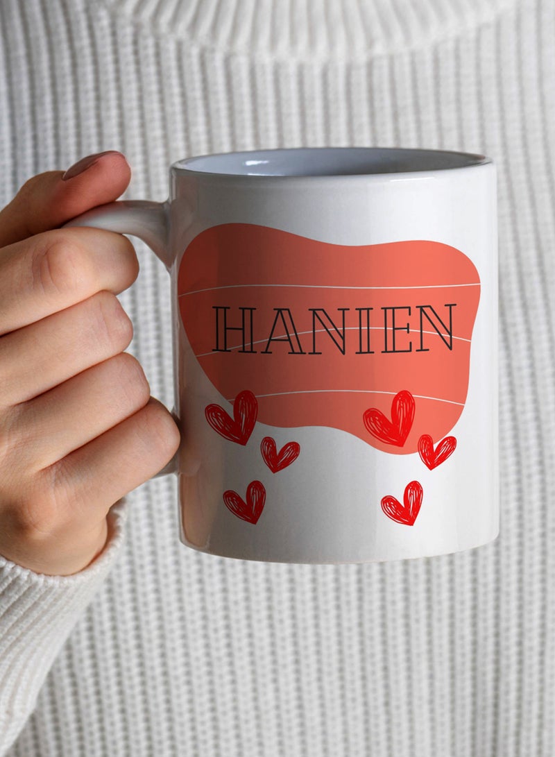 LOWHA - Customizable Ceramic 11 oz Mug with Personalized Name and Hearts Design White - Image 1