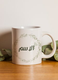 LOWHA Customizable Ceramic 11 oz Mug with Personalized Name and Plant Leaves Pattern White  - Image 3