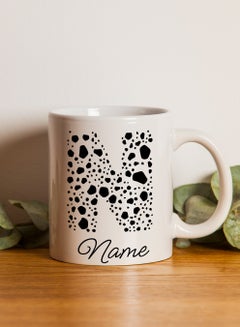 LOWHA Customizable Ceramic 11 oz Mug with Personalized Name and First Letter of The Name Distinctive Pattern White  - Image 3