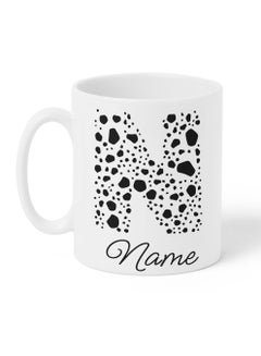 LOWHA Customizable Ceramic 11 oz Mug with Personalized Name and First Letter of The Name Distinctive Pattern White  - Image 5