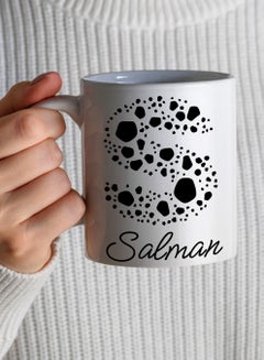 LOWHA Customizable Ceramic 11 oz Mug with Personalized Name and First Letter of The Name Distinctive Pattern White  - Image 4