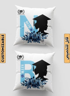Customizable Polyester Pillowcase Cushion Cover Personalized with Graduate's Name and Congratulations Design White 40x40cm
