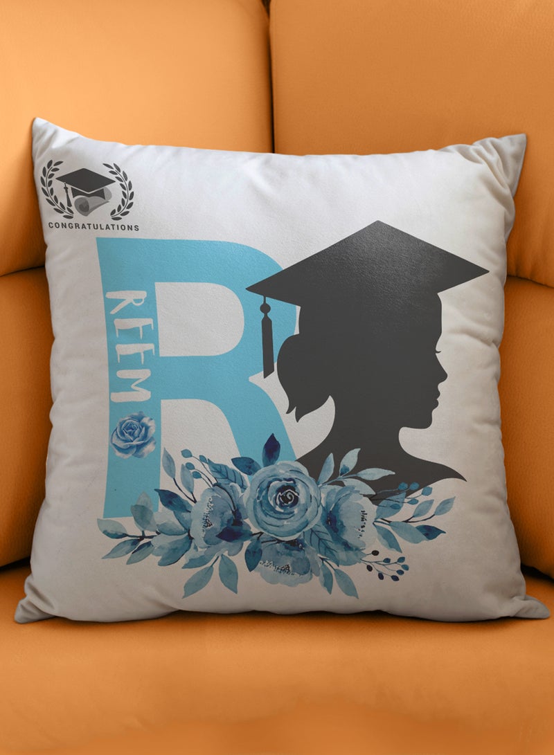 LOWHA - Customizable Polyester Pillowcase Cushion Cover Personalized with Graduate's Name and Congratulations Design White 40x40cm - Image 1