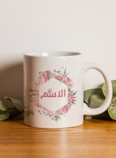 LOWHA Customizable Ceramic 11 oz Mug with Personalized Name and Colorful Flowers Pattern White  - Image 3