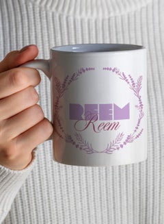 LOWHA Customizable Ceramic 11 oz Mug with Personalized Name and Purple Design White  - Image 4