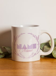 LOWHA Customizable Ceramic 11 oz Mug with Personalized Name and Purple Design White  - Image 3
