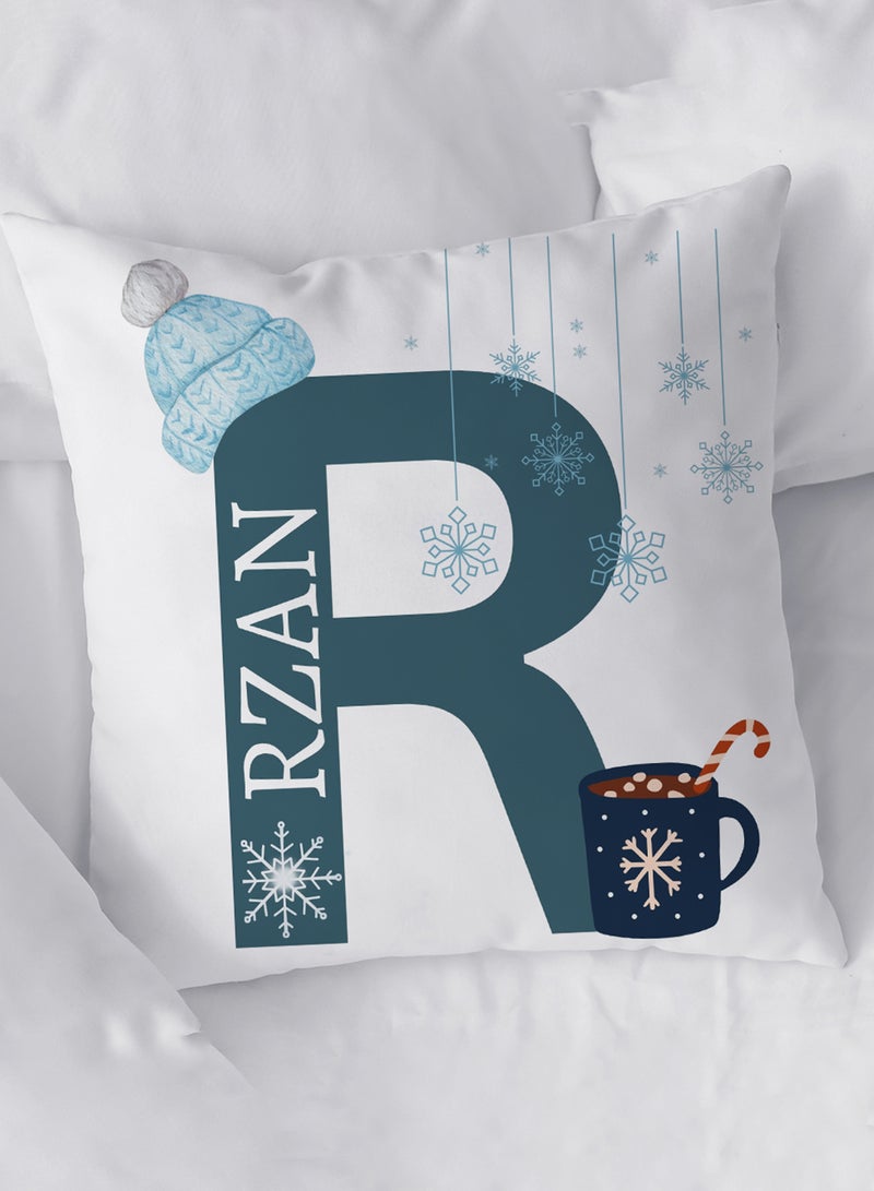 LOWHA Customizable Polyester Pillowcase Cushion Cover with Personalized Name and Winter Design White 40x40cm  - Image 4