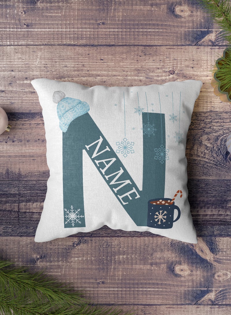 LOWHA Customizable Polyester Pillowcase Cushion Cover with Personalized Name and Winter Design White 40x40cm  - Image 5