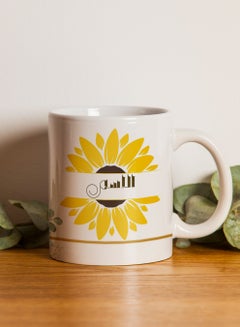 LOWHA Customizable Ceramic 11 oz Mug with Personalized Name and Common Sunflower Design White  - Image 3