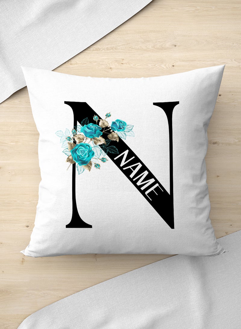 LOWHA - Customizable Polyester Pillowcase Cushion Cover with Personalized Name and Colorful Flowers White 40x40cm - Image 1