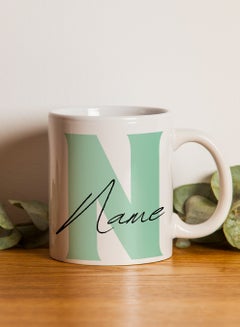 LOWHA Customizable Ceramic 11 oz Mug with Personalized Name and First Letter of The Name Design White  - Image 3