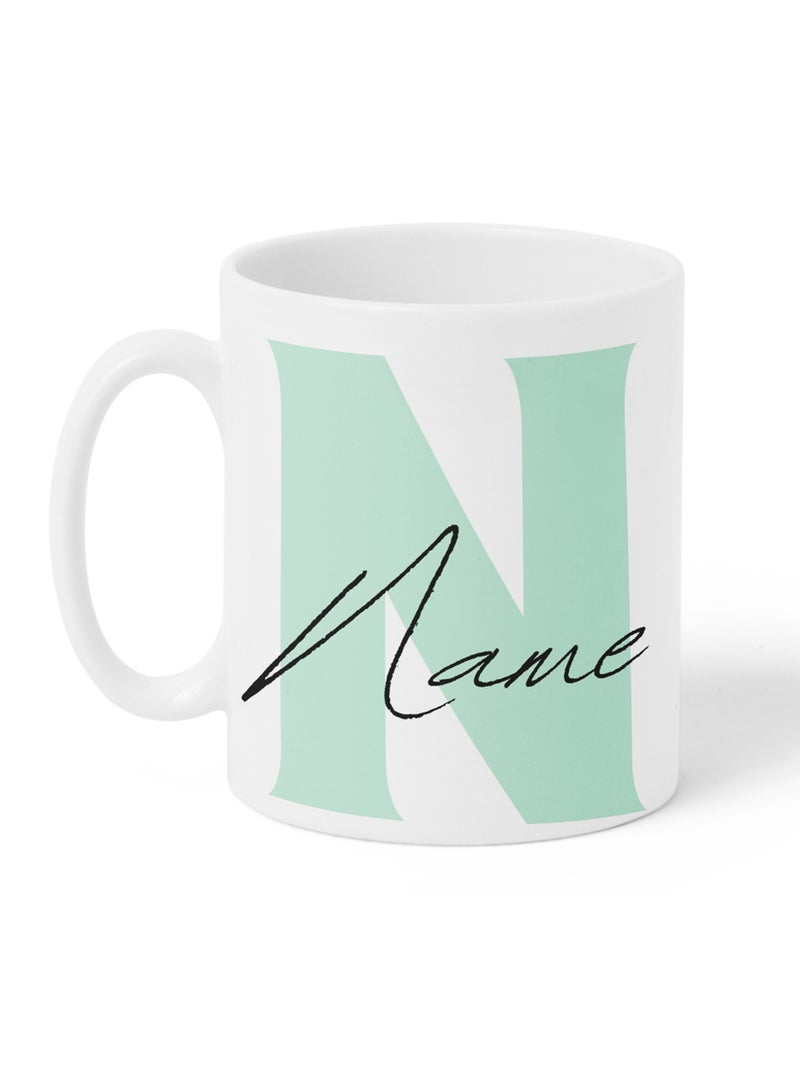 LOWHA - Customizable Ceramic 11 oz Mug with Personalized Name and First Letter of The Name Design White - Image 1