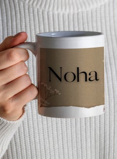 LOWHA Customizable Ceramic 11 oz Mug with Personalized Name and Flowers Design White  - Image 4