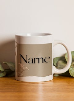 LOWHA Customizable Ceramic 11 oz Mug with Personalized Name and Flowers Design White  - Image 3