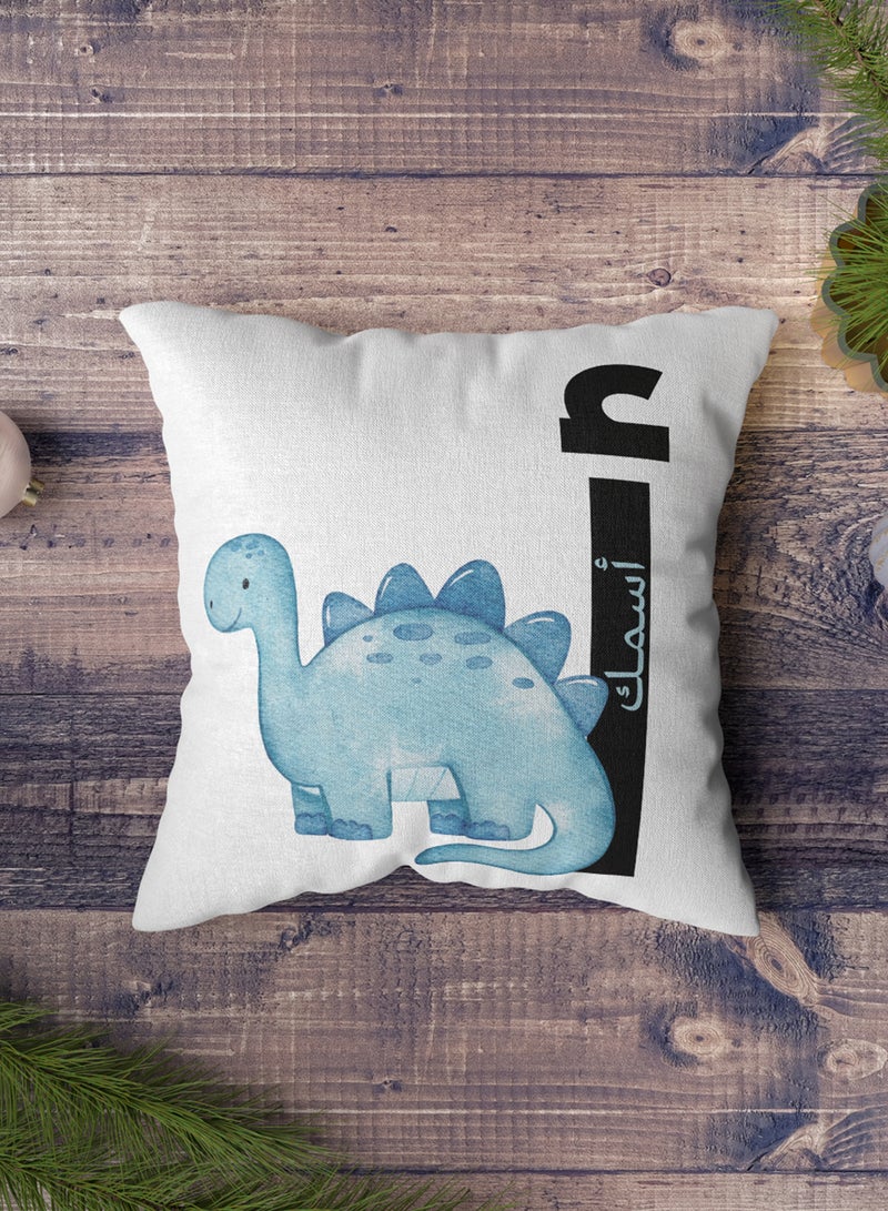 LOWHA Customizable Polyester Pillowcase Cushion Cover with Personalized Name and Cute Dinosaur White 40x40cm  - Image 5