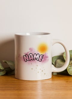 LOWHA Customizable Ceramic 11 oz Mug with Personalized Name and Sun Design White  - Image 3