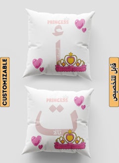 LOWHA Customizable Polyester Pillowcase Cushion Cover with Personalized Name and Heart Shapes White 40x40cm  - Image 1