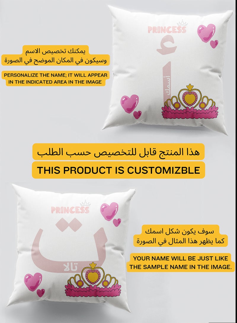 LOWHA Customizable Polyester Pillowcase Cushion Cover with Personalized Name and Heart Shapes White 40x40cm  - Image 2