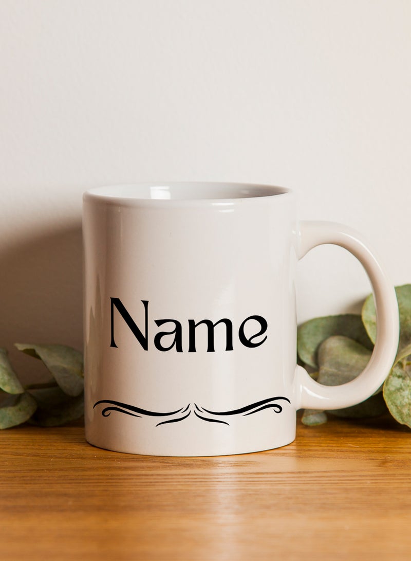 LOWHA - Customizable Ceramic 11 oz Mug with Personalized Name and Simple Design White - Image 1