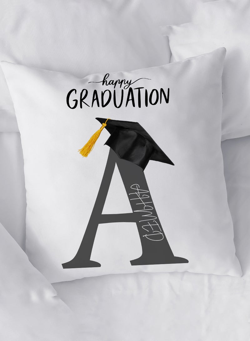 LOWHA Customizable Polyester Pillowcase Cushion Cover Personalized with Graduate's Name and Happy Graduation Design White 40x40cm  - Image 4
