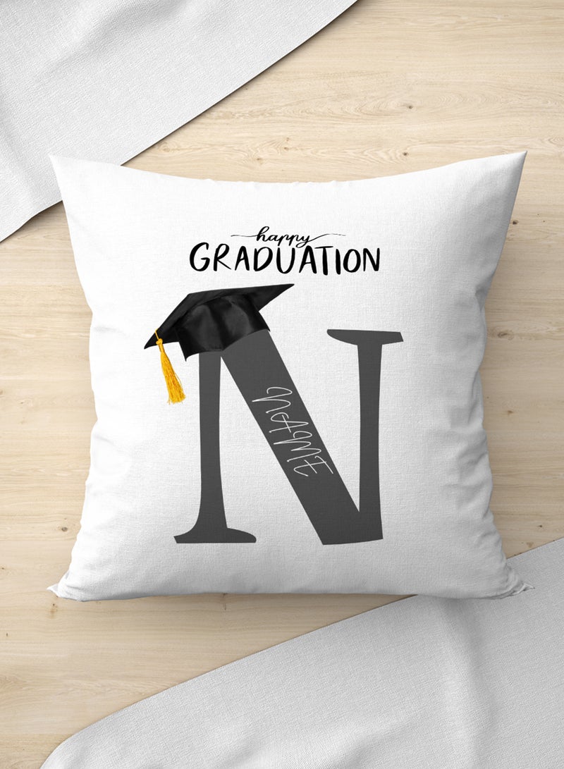 LOWHA Customizable Polyester Pillowcase Cushion Cover Personalized with Graduate's Name and Happy Graduation Design White 40x40cm  - Image 3