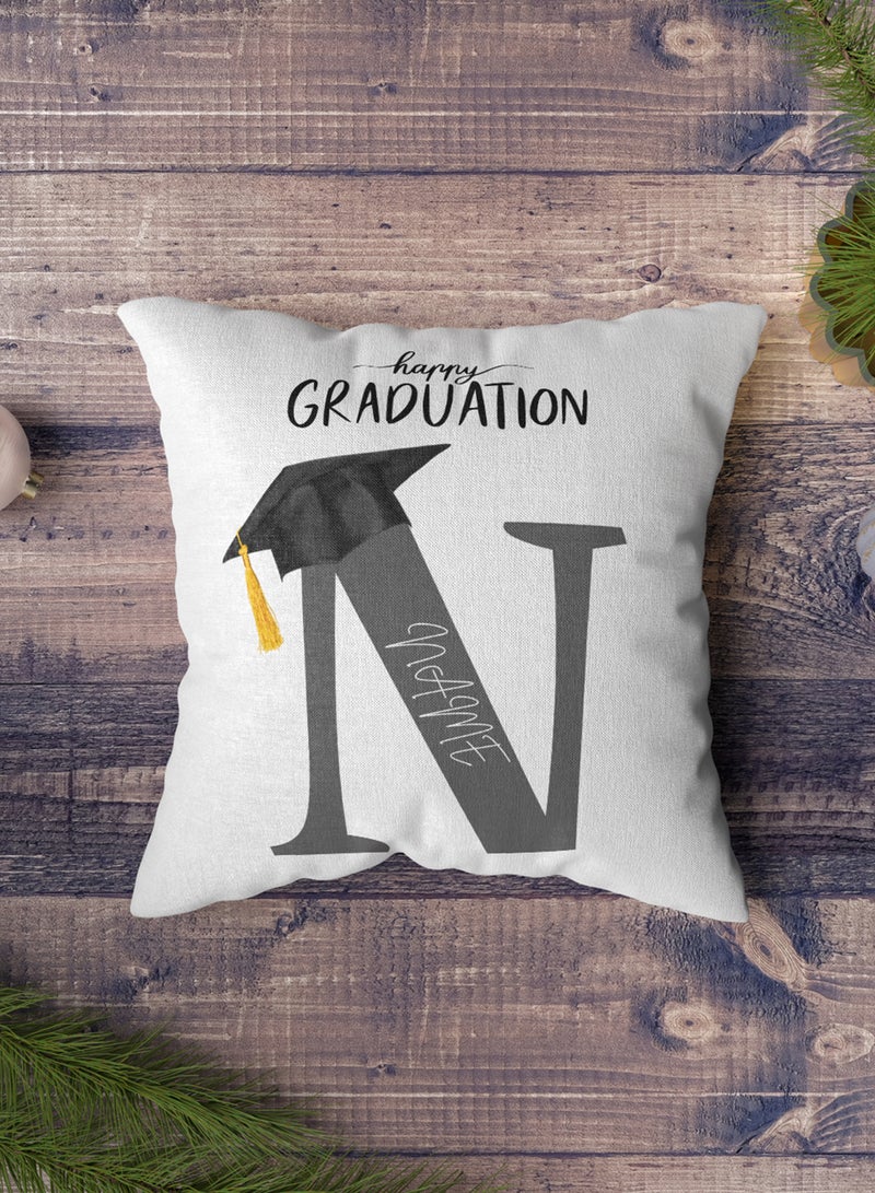 LOWHA Customizable Polyester Pillowcase Cushion Cover Personalized with Graduate's Name and Happy Graduation Design White 40x40cm  - Image 5