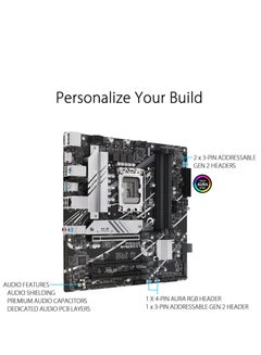 ASUS PRIME B760M-A-CSM Intel® B760 (LGA 1700) mATX motherboard with PCIe 4.0, DDR5, two M.2 slots, Realtek 2.5Gb Ethernet, DisplayPort, Dual HDMI™, SATA 6 Gbps, rear USB 3.2 Gen 2, front USB 3.2 Gen 1 Type-C®, Aura Sync  - Image 2