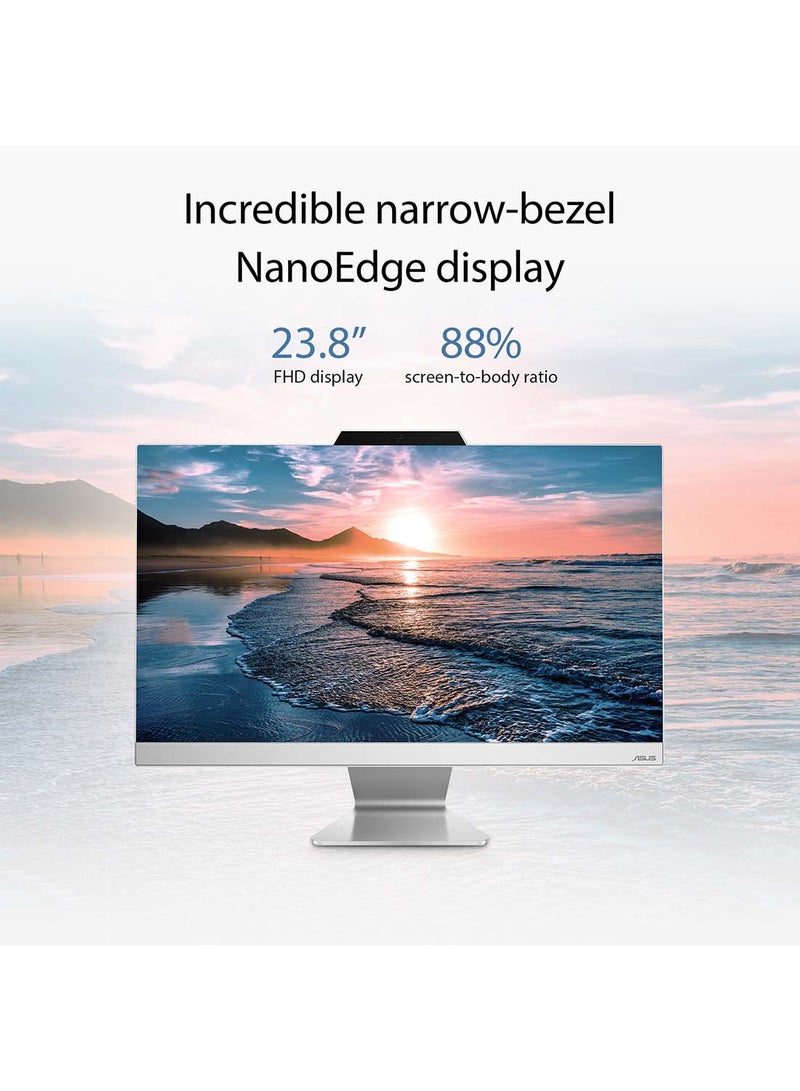 ASUS - VIVO AiO- All-in-One With 23.8 Inch FULL HD (1920x1080) Display, Core i5 1335U Processor/ 8GB RAM/512GB SSD/ Intel Iris Xe Graphics/ DOS(Without Windows) English/Arabic White - Image 1