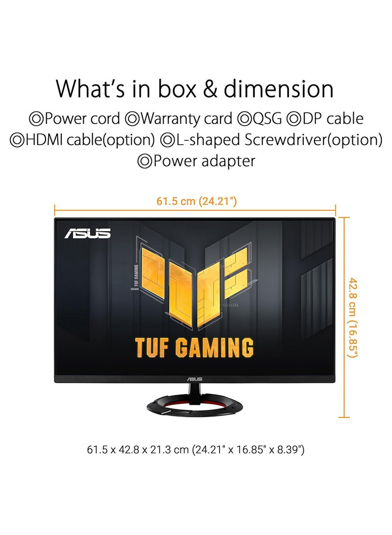 TUF Gaming VG279Q3R Gaming Monitor – 27-inch, Full HD(1920x1080), 180Hz, Fast IPS, Extreme Low Motion Blur™, 1ms (GTG), FreeSync™, Variable Overdrive, 100% sRGB Black