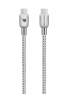 Baykron Braided USBC to USBC Cable 1.2M Bright Silver  - Image 1