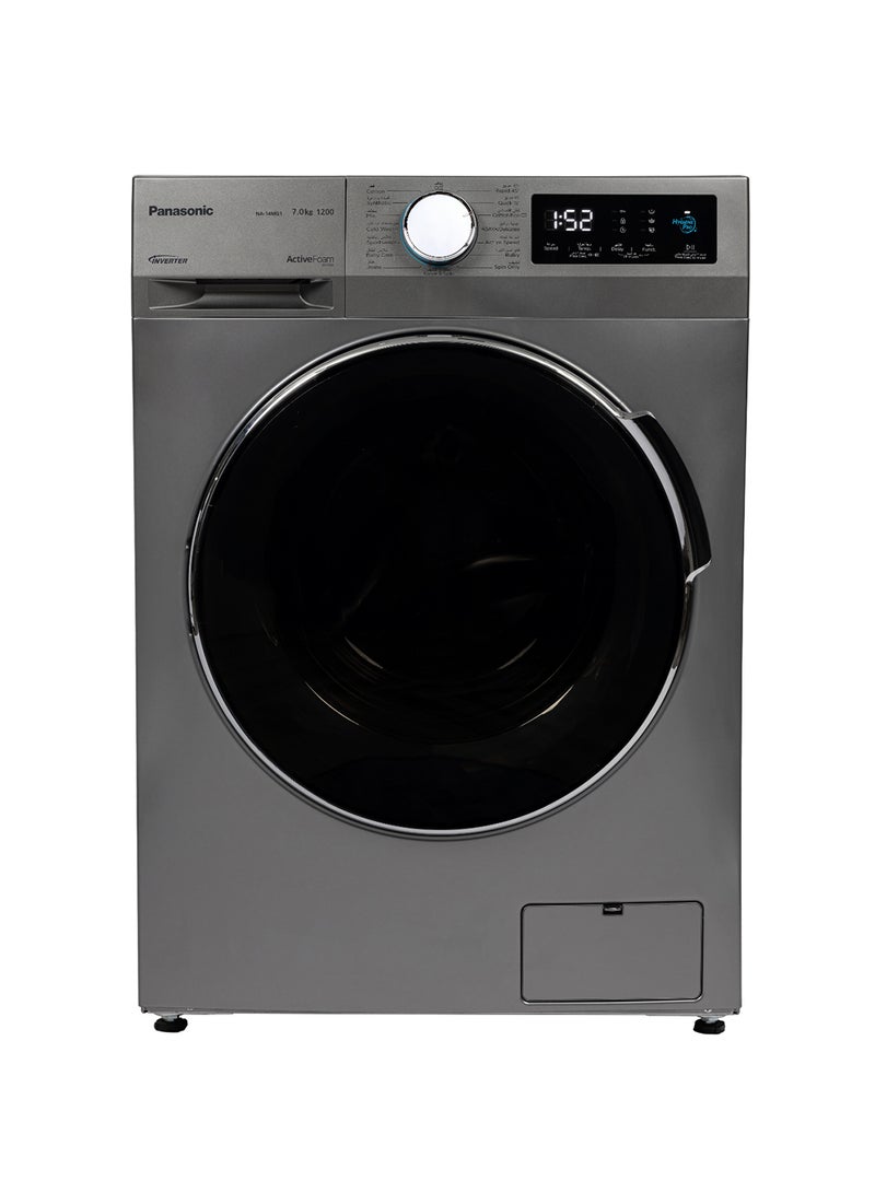 باناسونيك 7 Kg Panasonic Front Load Washer with Active Foam by Active Speed having Pause & Add feature 7 kg NA-14MG1LAE Silver  - Image 1